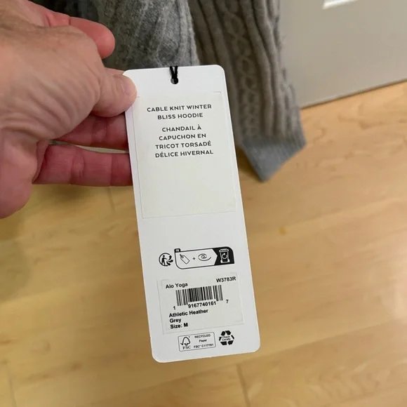 ALO Yoga Heather Gray Cable Knit Women's Sweater - Picture 2 of 4